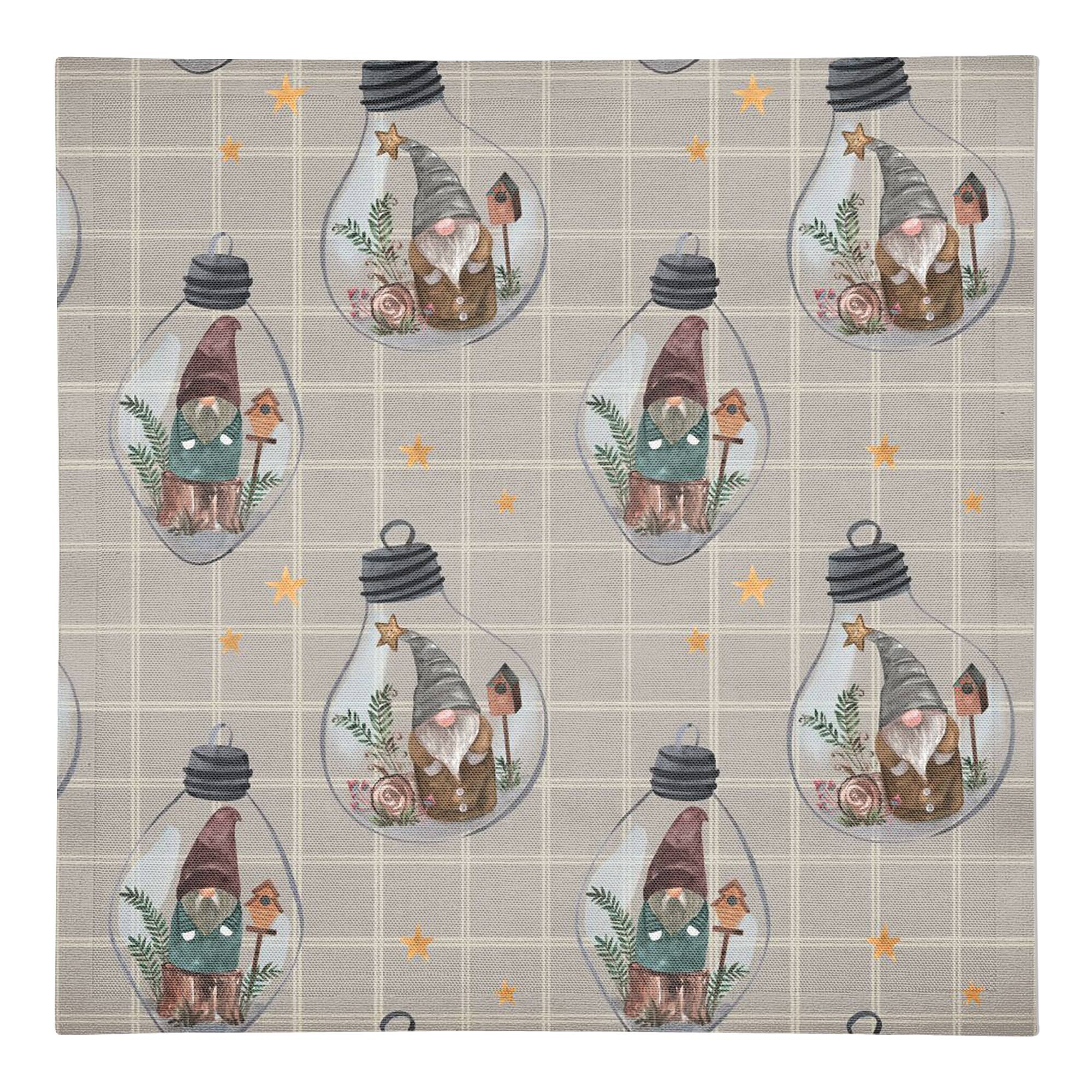 Check Gnome Globe Pattern Cotton Twill Napkin
